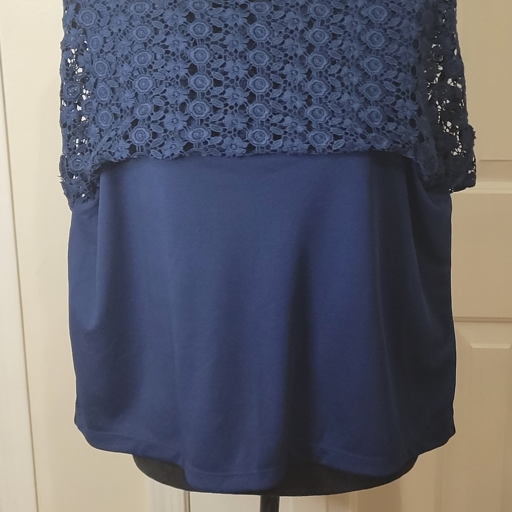 Simply Styled Women's Elegant Crochet Lace Sleeveless Top Blouse Navy Size XL - Picture 6 of 10